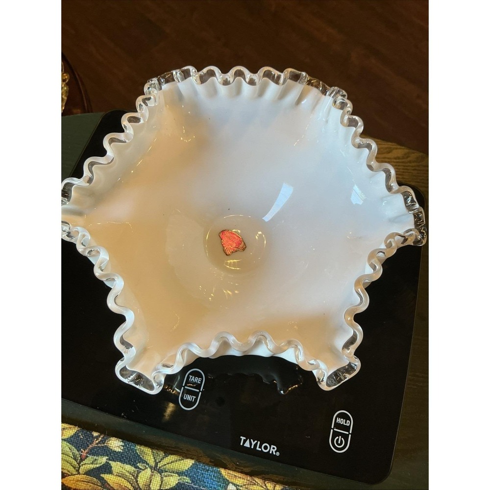 Vintage Fenton 8.5" Silvercrest Pedestal Ruffled Milk Glass Compote Bowl